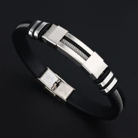 classic black leather wrap bracelet for men metal stainless steel folding buckle bangle bracelet birthday gift
