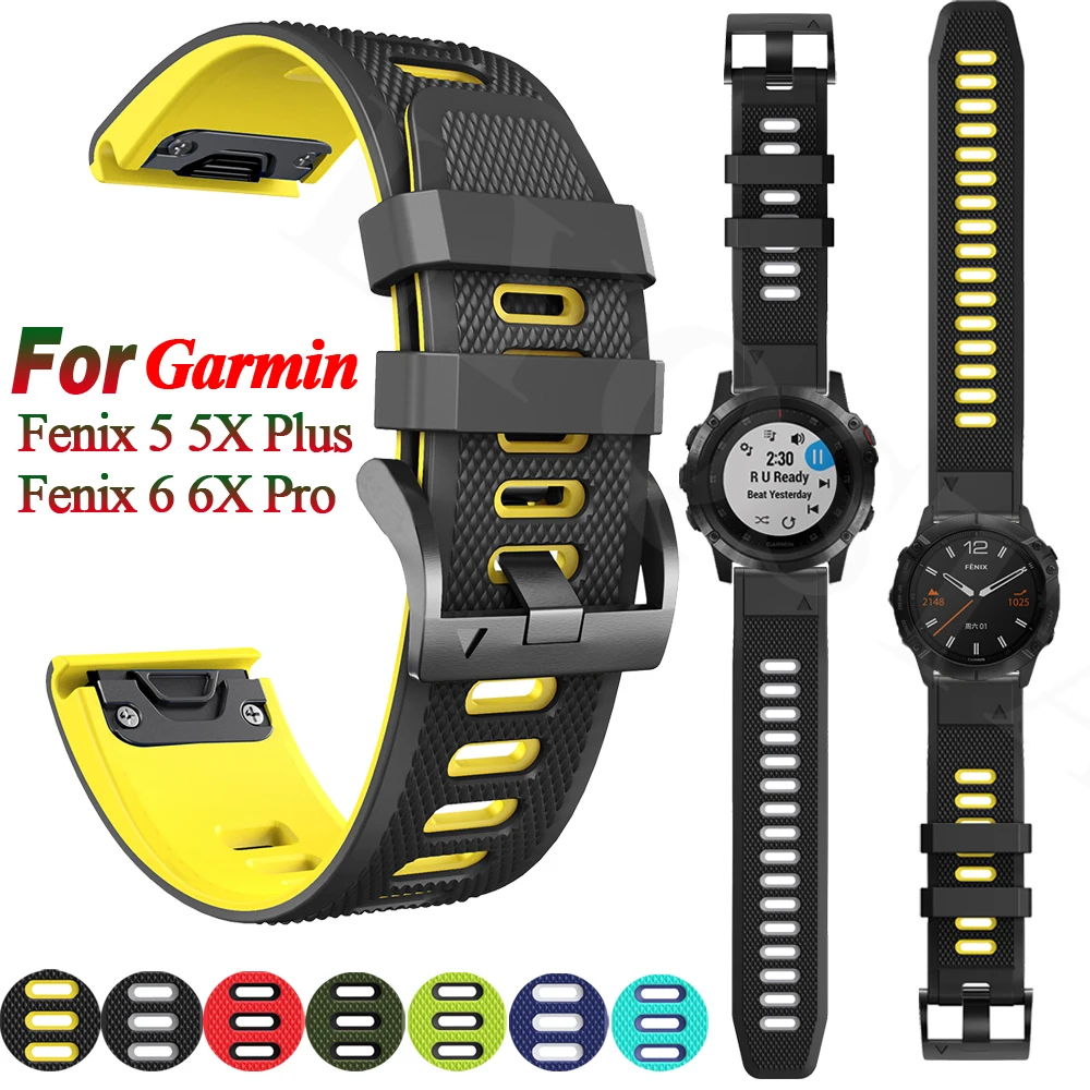 

Ремешок для смарт-часов Quickfit, силиконовый браслет для Garmin Fenix 6 6X Pro 5X 5 Plus 3HR 935 945, 22 мм, 26 мм