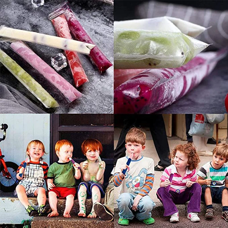 200PCs Disposable Ice Popsicle Molds Bags Zip-Lock Pouch Freeze Pops Bag Funnel for Summer Making |