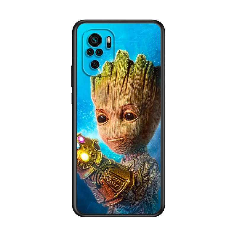 Marvel Avengers Super Hero Groot For Xiaomi Redmi Note 10S 10 9T 9S 9 8T 8 7S 7 6 5A 5 Pro Max TPU Silicone Black Phone Case