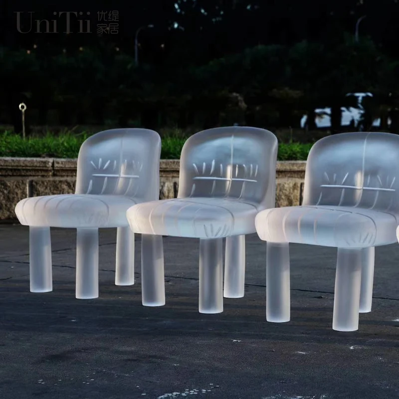 

TT Customized Simple Acrylic Crystal Chair Backrest Transparent Chair Three-Legged Chair Children's Creative High-End