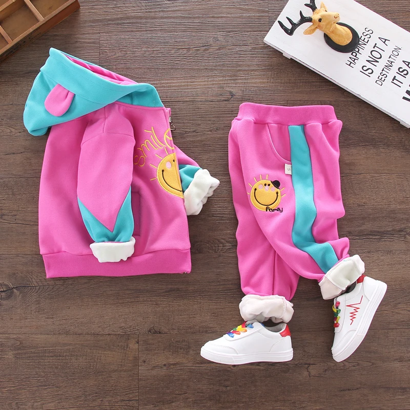 Детские зимние штаны Костюмы комплект симпатичный для новорожденной девочки