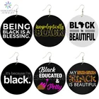 Черные образованные маленькие благословения SOMESOOR, африканские деревянные серьги-подвески, высказывания силы афро, Деревянные ювелирные изделия с принтом для женщин, подарки
