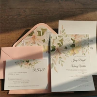 50pcsset free envelop and free seal spring flower floral decorated invitation optional liner