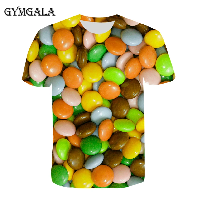 

European and American summer new Children's T-shirt men and women 3D printing custom macaron candy Harajuku style Kids T-shirt
