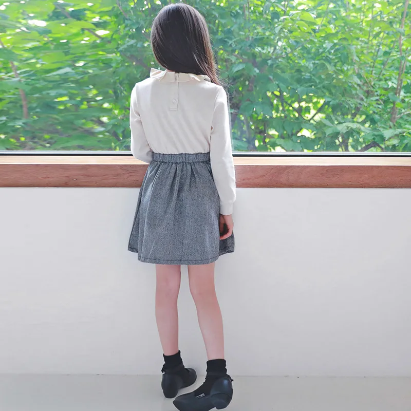 Осень 2019 г. новая одежда для девочек-подростков модное платье из двух предметов