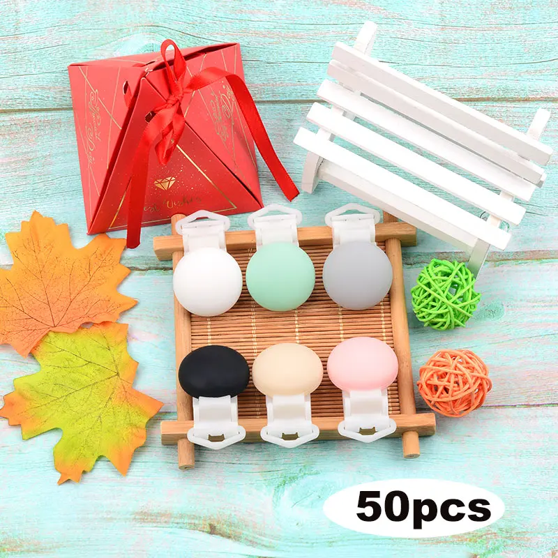 Mix-50 PCS Круглый зажим для соски, силиконовые бусины, пластиковые зажимы для соски для младенцев, аксессуары для малышей, ниппель для клипа, застежки, игрушки DIY - Цвет: Mix-50 PCS