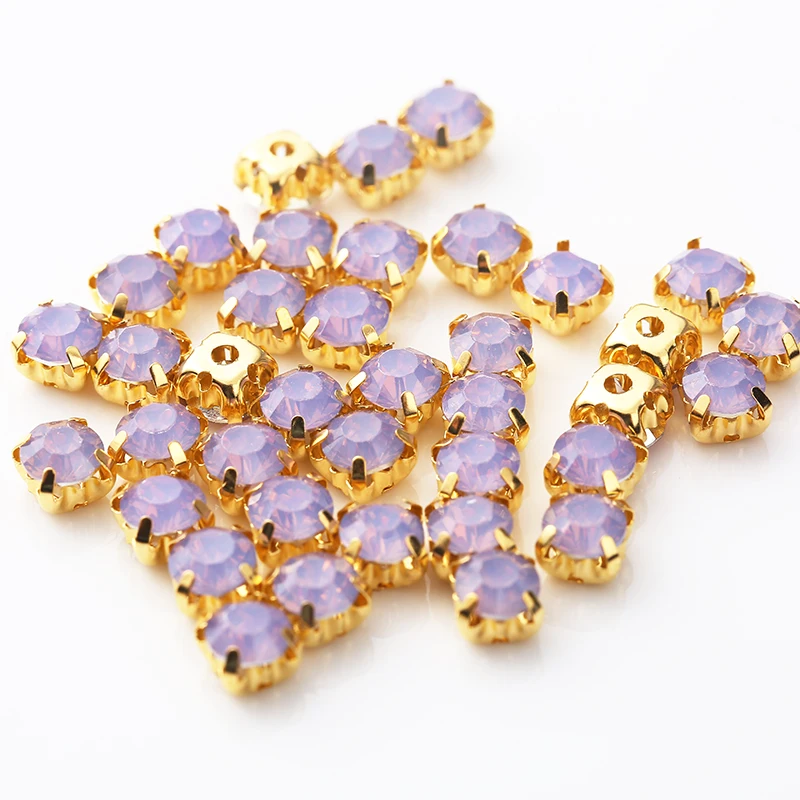 RESEN 6 мм Смешанные фантазийные опаловые цвета смолы пришивные стразы с золотым