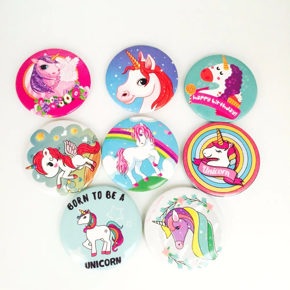 10 шт./компл. Единорог вечерние украшения значок круглая брошь булавки для Детские