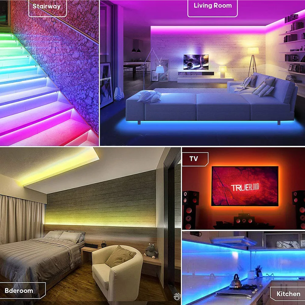 

LED Strip Light 5050 SMD 10m 300 LED Waterproof Colorful Light Strips 40 Keys DC 12V Flexible Ribbon Sound Control Light String
