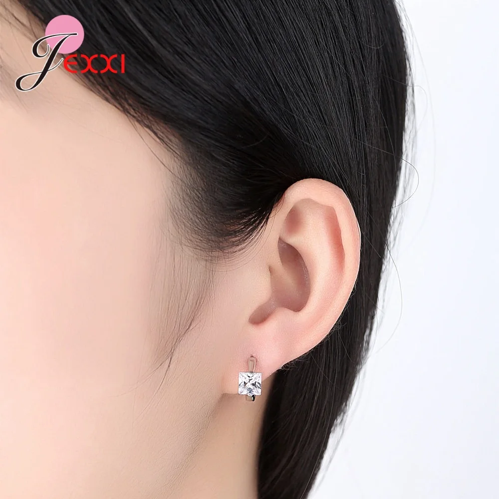 

S925 Sterling Silver Boutique Jewelry Mujer Bijoux Red Pink Purple Blue Clear Crystal Cubic Zirconia Hoop Earring Pendientes