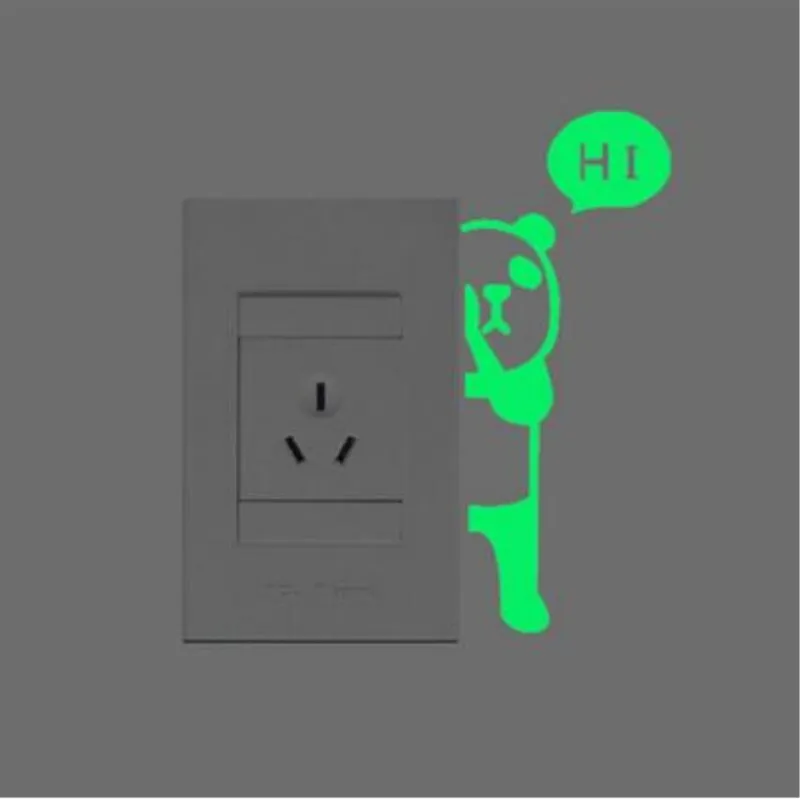 Cartoon Fairy Cat Bear Luminous Switch Sticker Wall for Kids Boys Girls Bedroom Bathrooms Decoration Light In The Dark | Дом и сад