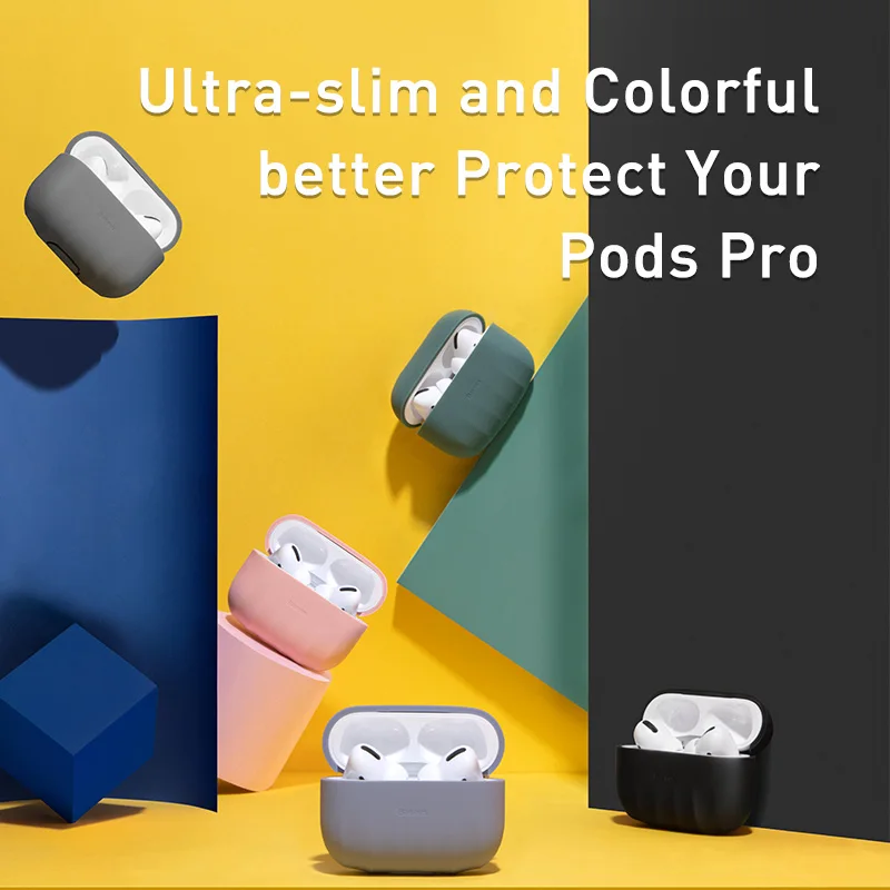Нескользящий чехол Baseus для Airpods Pro силиконовый беспроводных Bluetooth наушников Apple 3
