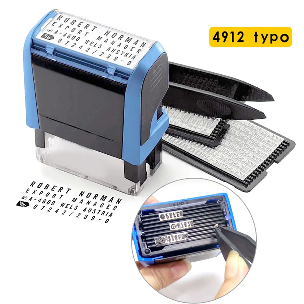 Rubber Stamp Kit 4912typo 4 Lines DIY Personalized Customized Self-Inking Business Address Name Handicrafts Stamper Accessories