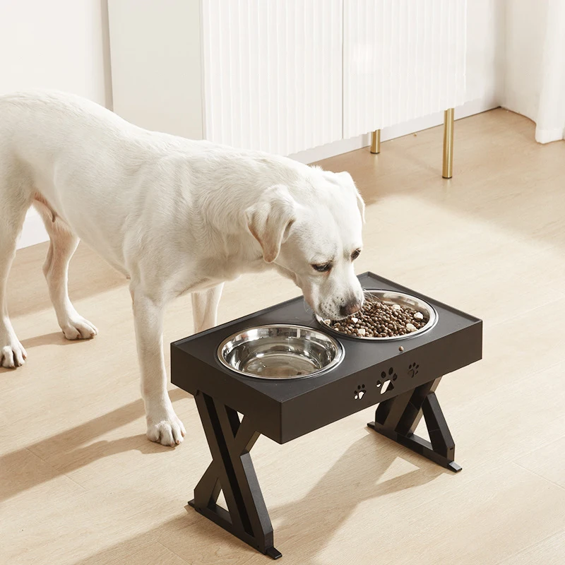 

Dogs Double Non-Slip Bowl Adjustable Heights Pet Cat Food Feeding Dish Bowls Small Medium Big Dogs Water Feeder Removable Bowl