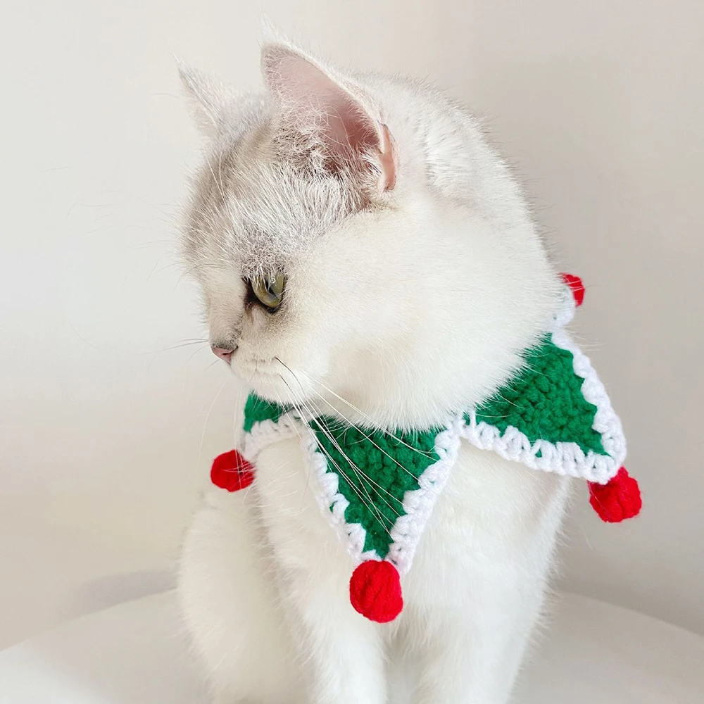 

Christmas Star Shape Dog Cat Plush Scarf knitted bib collar Adjustable Collar Pet Neckerchief Saliva Towel Xmas Pet Decoration