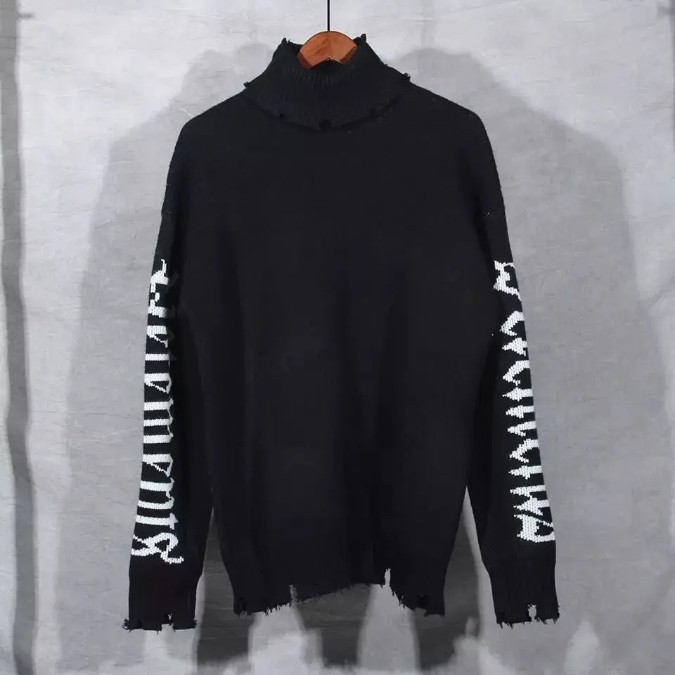 Свитер VETE мужской/женский/мужской вязаная водолазка с логотипом в готическом