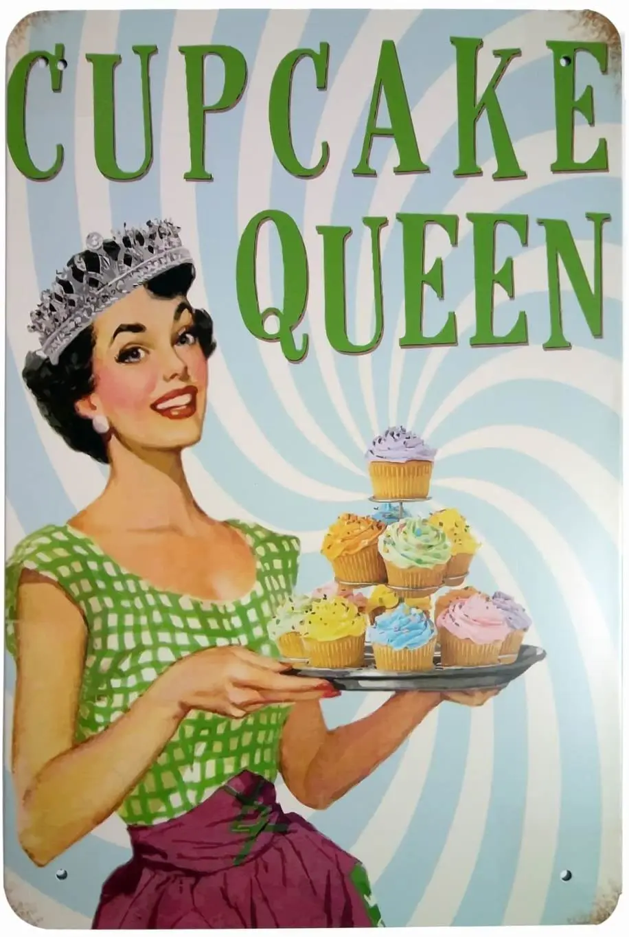 

ERLOOD Cupcake Queen Home Decor Metal Tin Sign Wall Decorative Sign 8 x 12