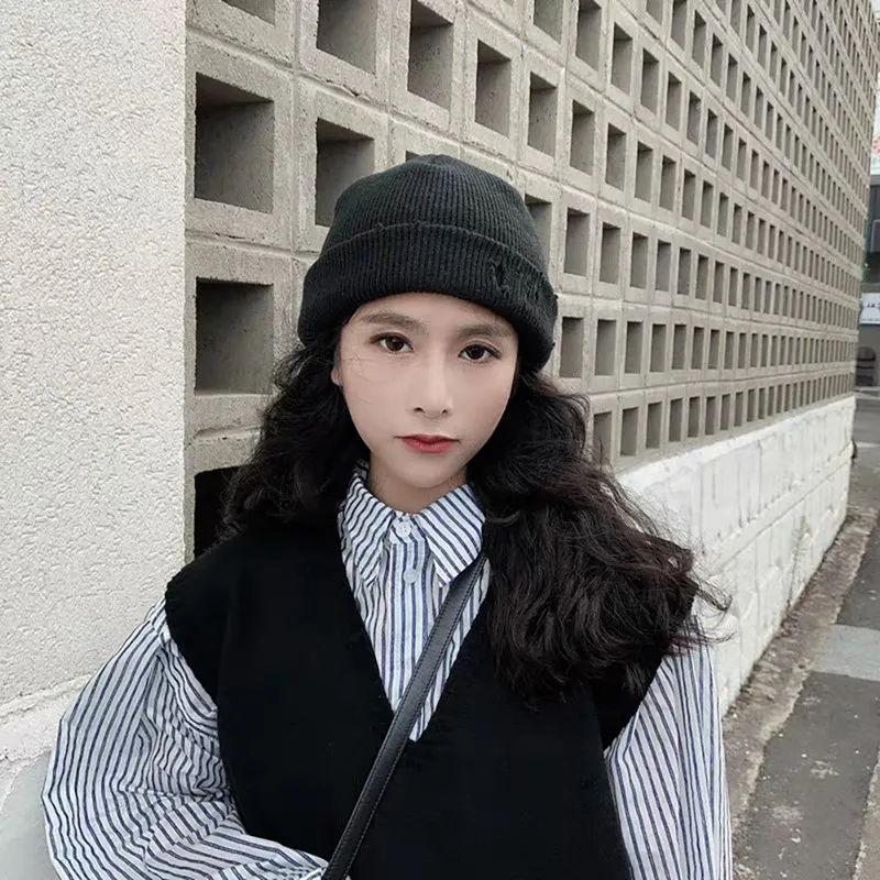

Unisex Beanies Cap Thermal Elastic Adjustable Cuffed Knitted Hat Autumn Winter Sports Headwear Warmful Cap Cotton Blend