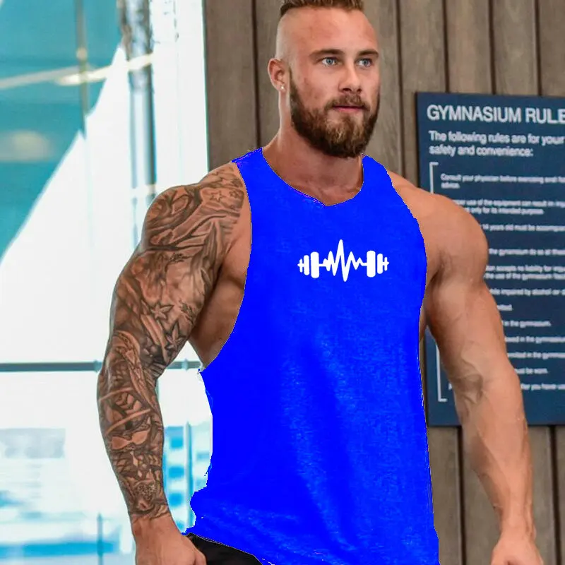 Футболка мужская хлопковая без рукавов для фитнеса бодибилдинга большого