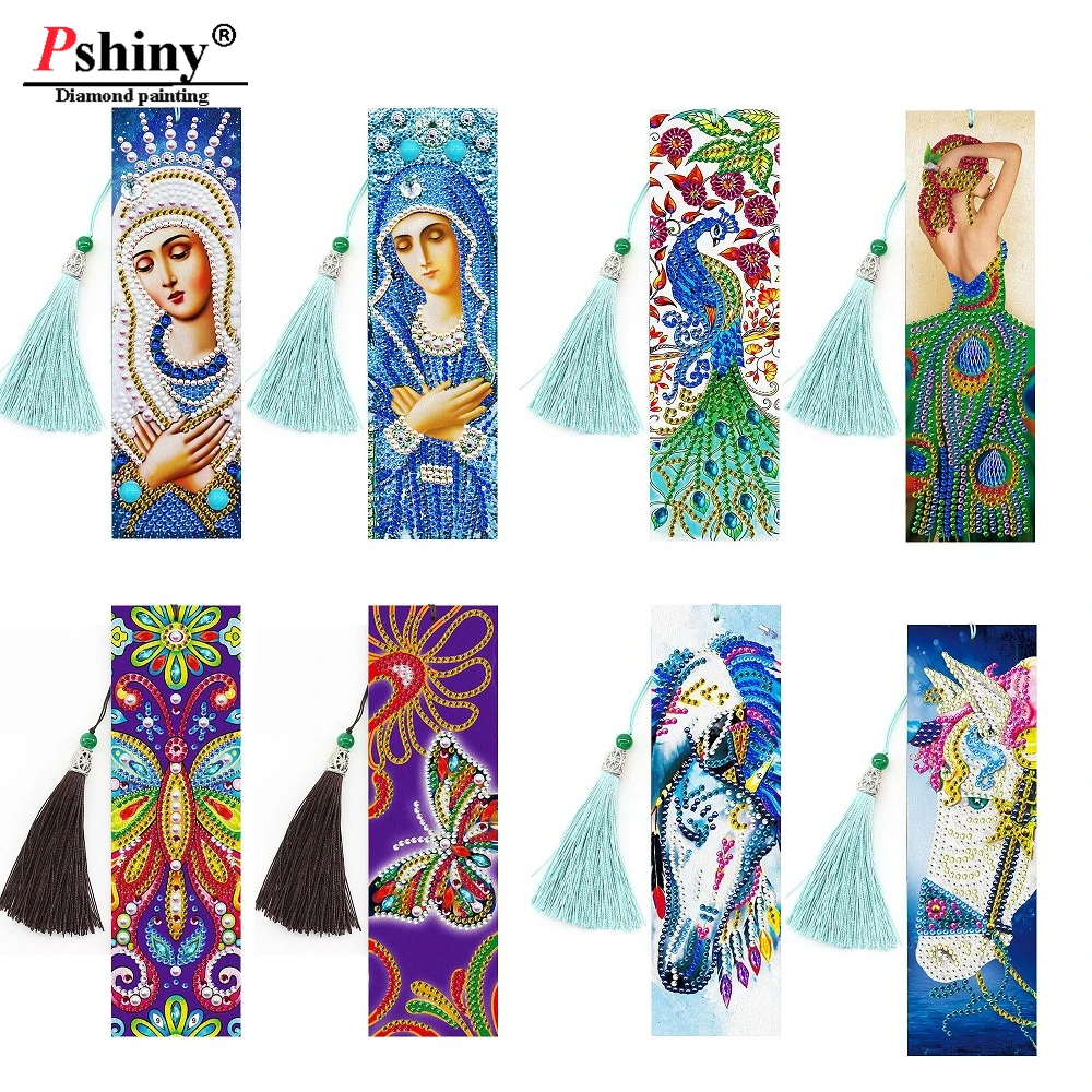 

Pshiny 5D DIY алмазная живопись кожаный Закладка с кисточкой Книга Знаки особой формы Алмазная Вышивка крестом искусство подарок F736