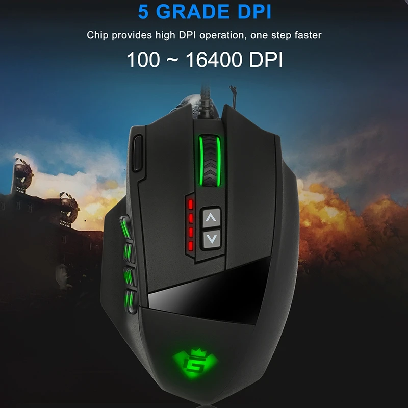 

USB Wired Gaming RGB Mouse 16400 DPI 19 Buttons Programmable Game Mice with Backlight Ergonomic for Laptop Pc Computer