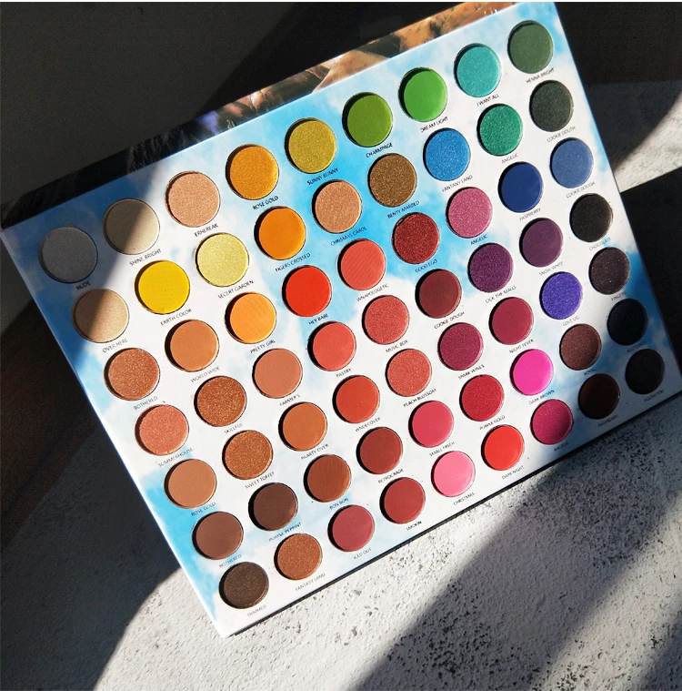 Летняя палитра цветных теней для век 63 Цвета матовые мерцающие блестящие яркие