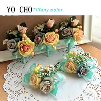 yo cho artificial flower corsage wedding boutonniere buttonhole silk flowers bracelet bridesmaid marriage prom party accessories