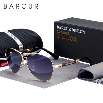 BARCUR Design Titanium Alloy Sunglasses Polarized Men's Sun Glasses Women Pilot Gradient Eyewear Mirror Shades Oculos De Sol 1