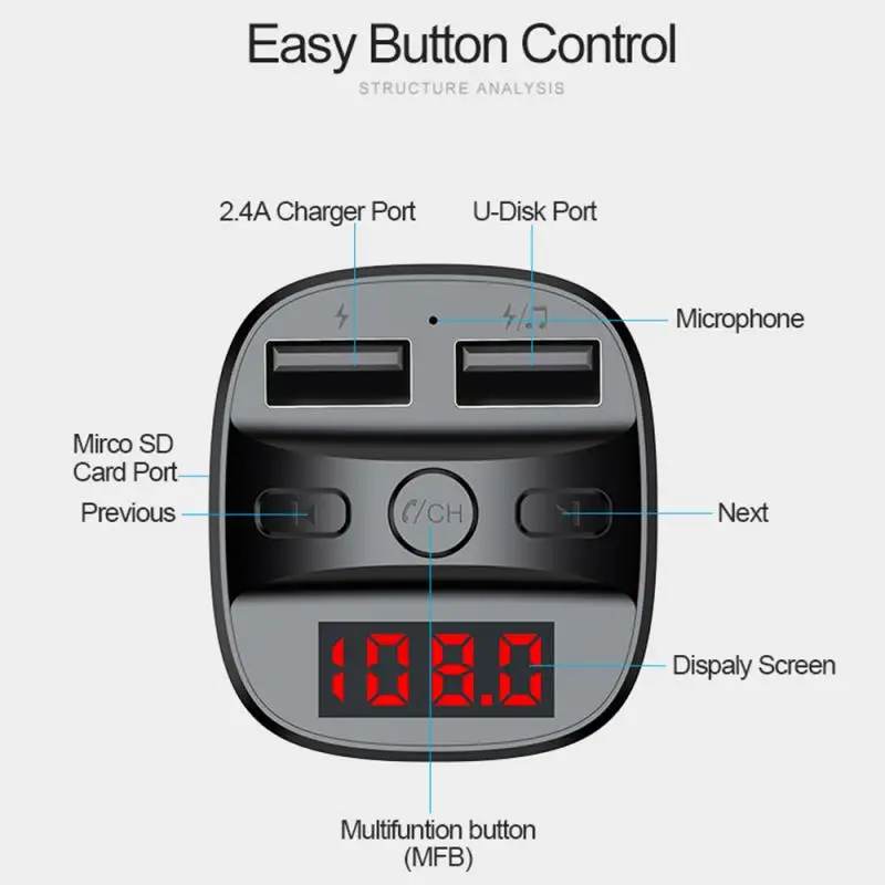 Автомобильный MP3 плеер T60 с Bluetooth FM передатчик Usb зарядкой музыкальный mp3
