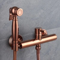 Classic High Quality Rose Golden Nickel Brushed Copper Brass Wall Mounted Bidet Set High Pressure Spray Gun for Bathroom