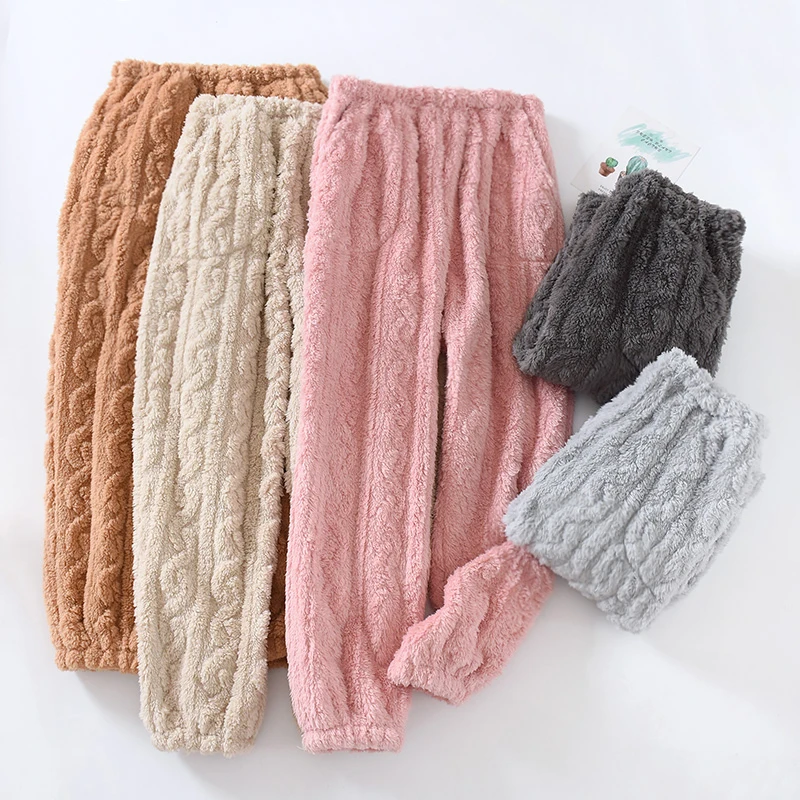 Winter Women's Flannel Pajamas Thicken Warm Coral Fleece Homewear Loose Comfortable Plus Fleece Pajama Set