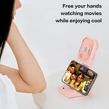 Multi-Functional 3 in 1  Foldable Hanging Neck Handheld Fan Mobile Phone Holder