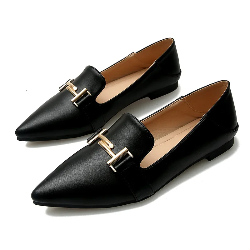 

Fall 2021 Loafers Soft Soles Stylish Metallic Buttons Shoes for Women Plus Size 43 Women Shoes Zapatos De Mujer Lady Shoes Women