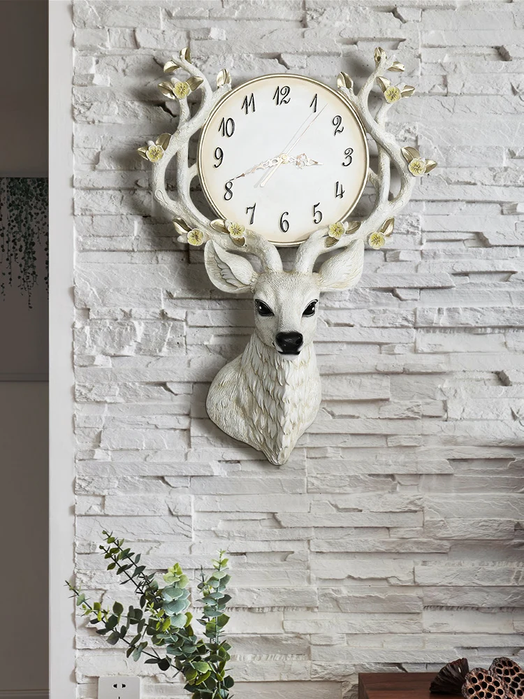 Минималистичные настенные часы в скандинавском стиле с оленем бесшумные для