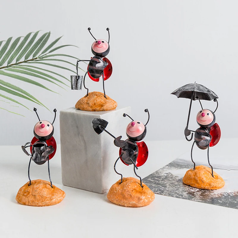 Мини фигурки божьей коровки муравьев железная поделка украшения домашний декор