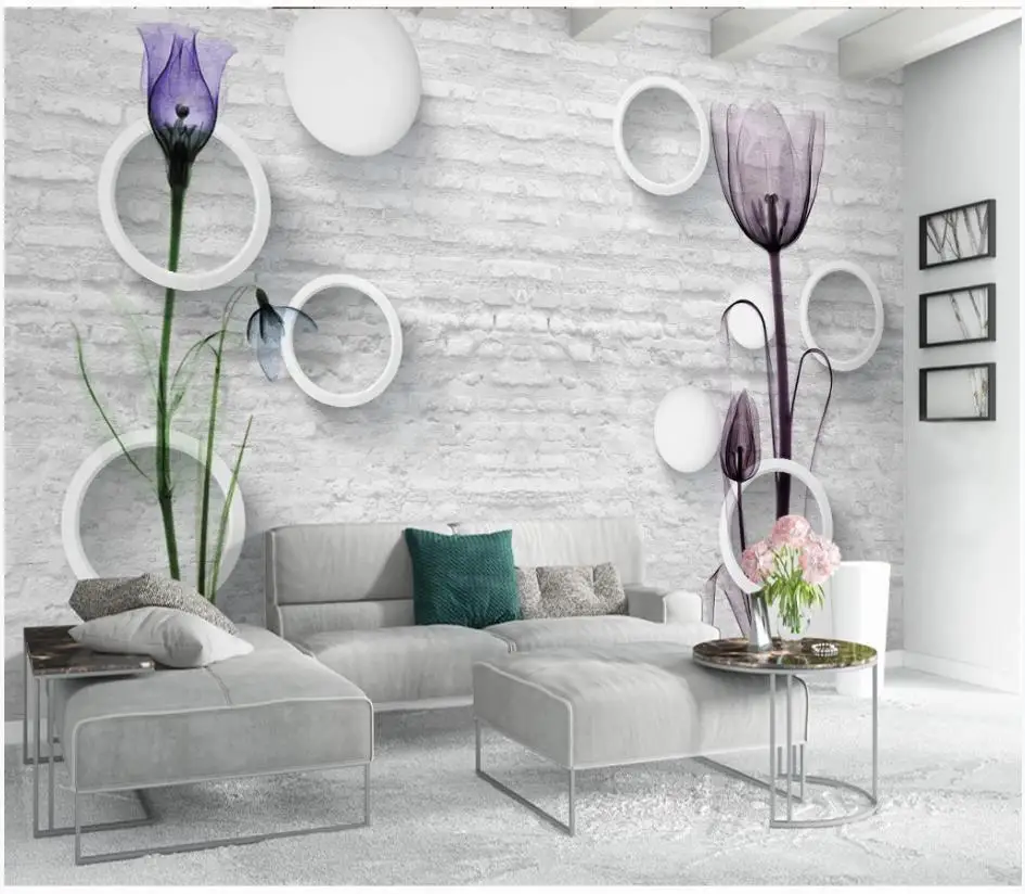 Пользовательские фото обои 3d настенные фрески круг цветок росписи 3D ТВ для