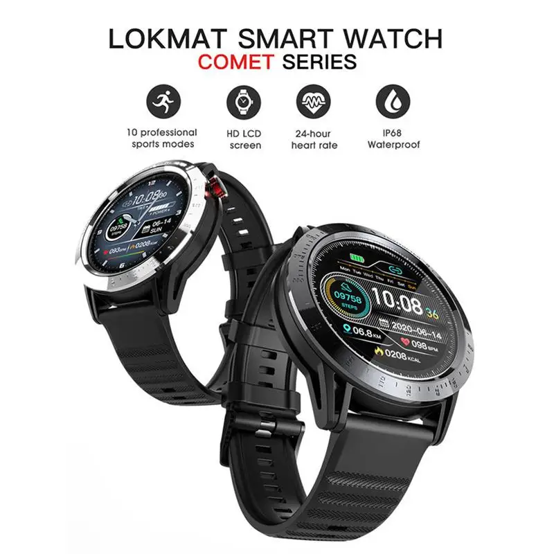 

Смарт-часы LOKMAT Comet с сенсорным экраном 1,3 дюйма, пульсометром и защитой от попадания воды