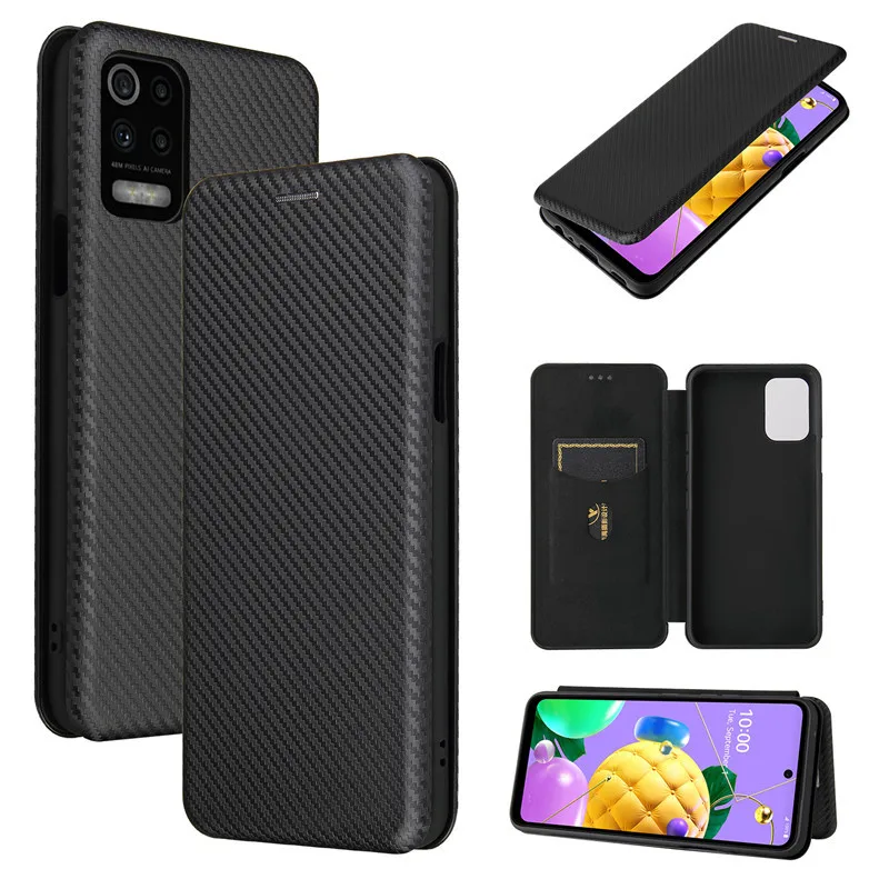 Для LG K62 чехол 6 дюймов углеродного волокна Флип кожаный для LM-K520BMW Бизнес