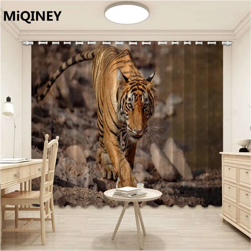 

Новые шторы 3D с изображением тигра и чудовища, современные шторы с изображением животных, гостиной, домашний декор, кухонные оконные занаве...