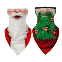 fashion christmas print triple cornered bandana half face scarves neck gaiter headband unisex