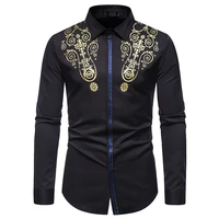 2021 spring and autumn new high quality mens printed single breasted slim fit retro long sleeve mens shirts
