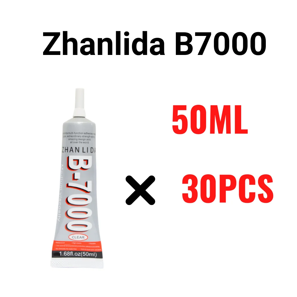 30PCS Pack Zhanlida 50ML B7000 Clear DIY Contact Adhesive Repair Glue With Precision Applicator Tip