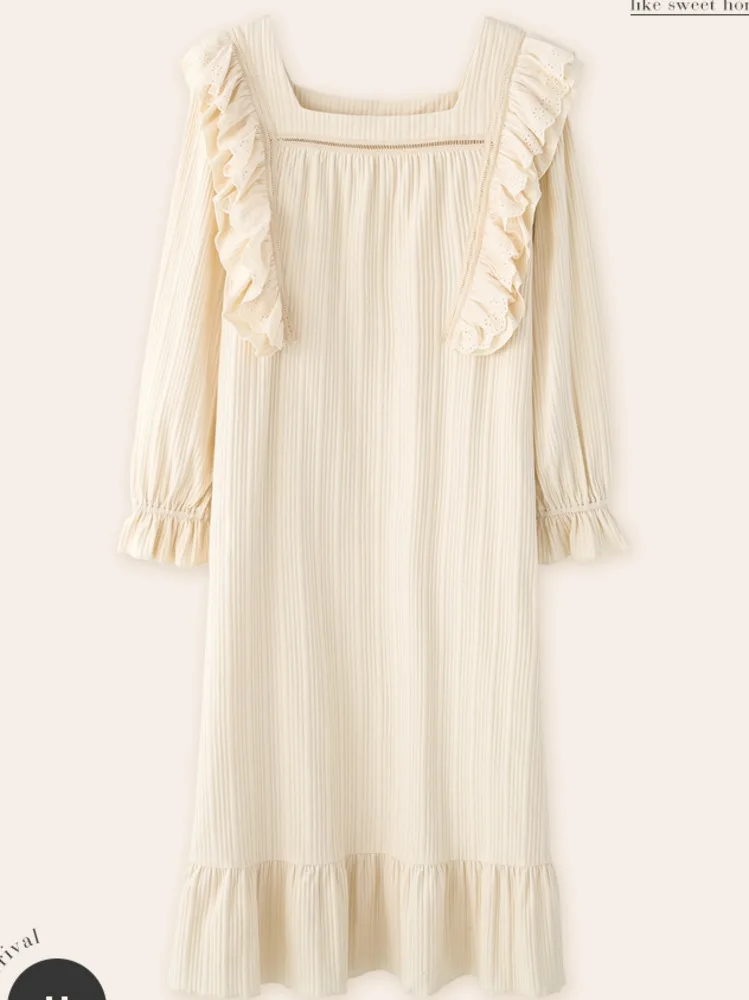 

Blossoming Pure Cotton Nightdress Female Spring And Autumn Long Dress To Knee Pajamas Women's Sweet Princess Girl Fairy