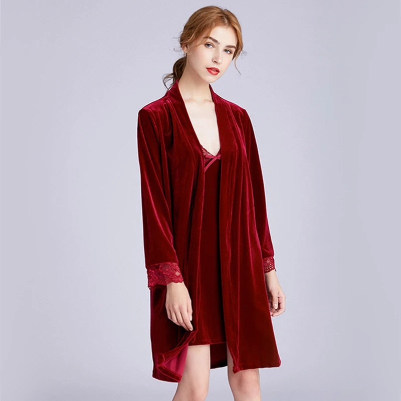Халат-кимоно Женский велюровый пикантный Шелковый Свадебный комплект из 2