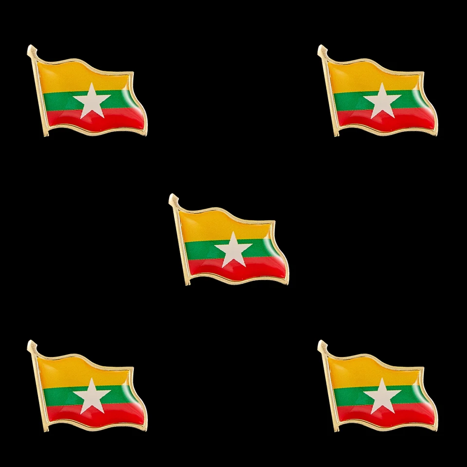 

5PCS Myanmar Souvenir National Metal Flag Brooch Buckle Safety Lapel Pin Tie Suit Wearing Badge Collection