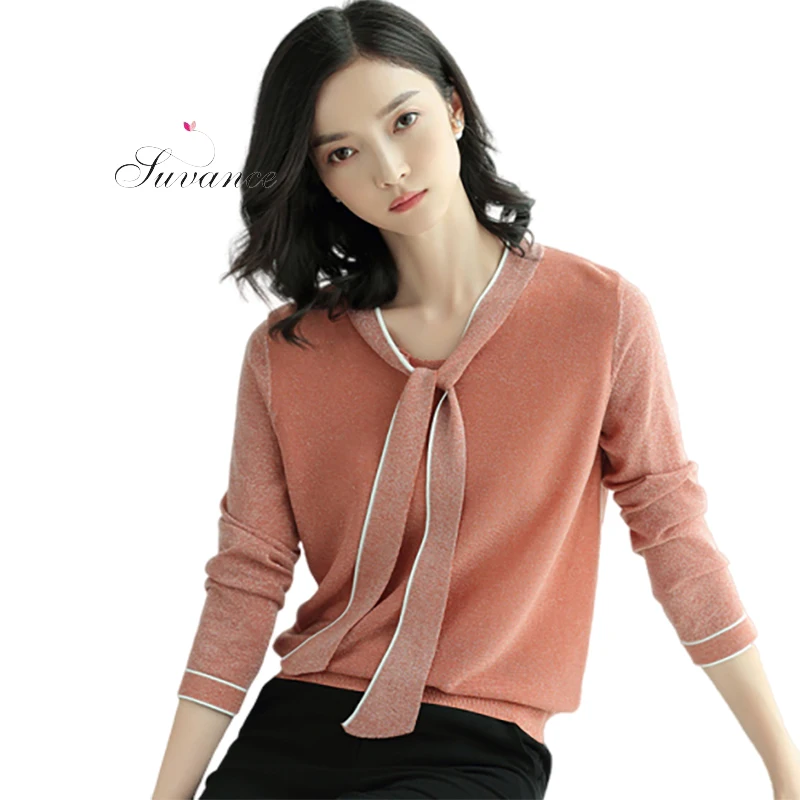 Женский трикотажный свитер с V-образным вырезом | Женская одежда