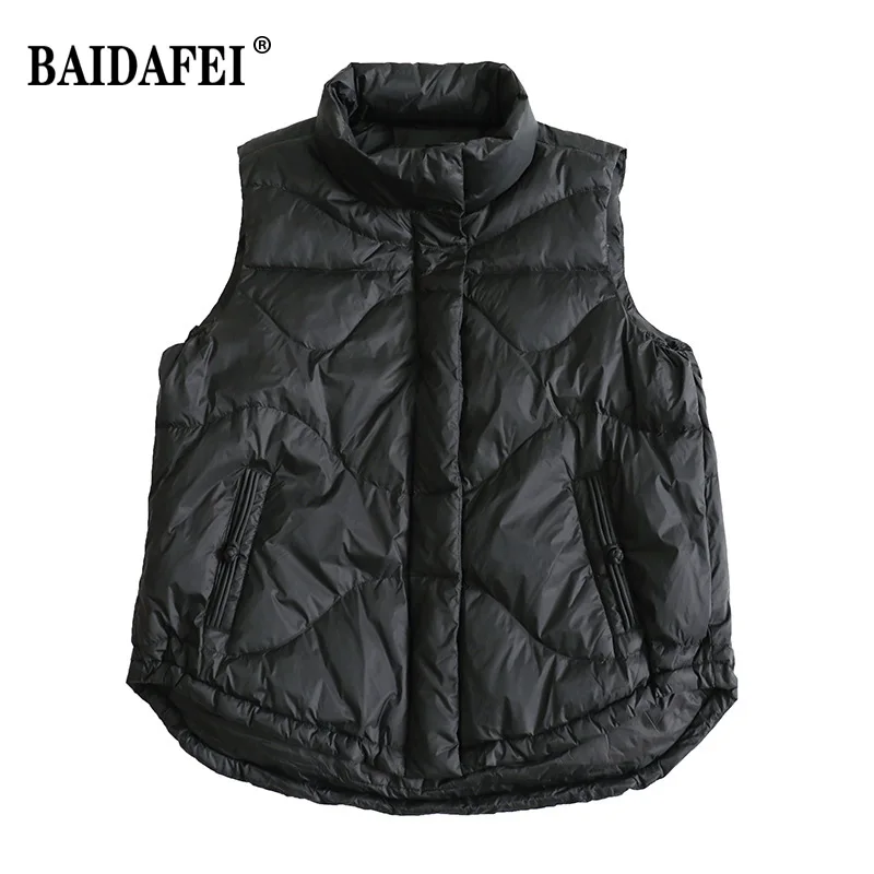 

BAIDAFEI Women's Lightweight Water-Resistant Down Vest 2021 Winter New 90% White Duck Down Warm Women Sleeveless Coat