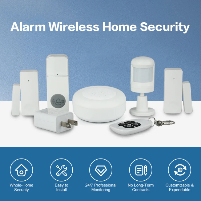 

Newest Tuya Smart WIFI Alarm Wireless Home Security PIR Remote Controlled Door Sensor Doorbell Work With Alexa Google Assistant
