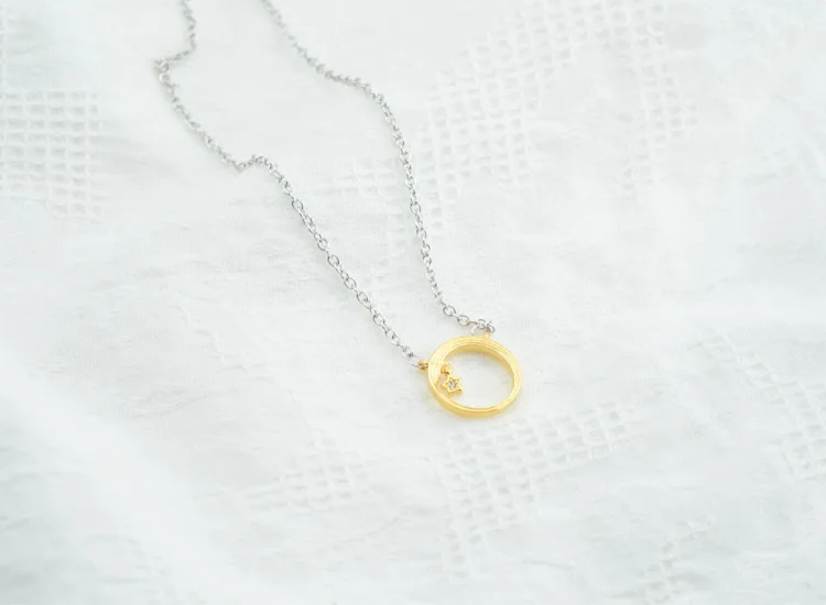 

New Trendy 925 Sterling Silver Golden Shooting Star Pav Heart & Angel Wings Necklace For Women Brand Original Fashion Jewelry